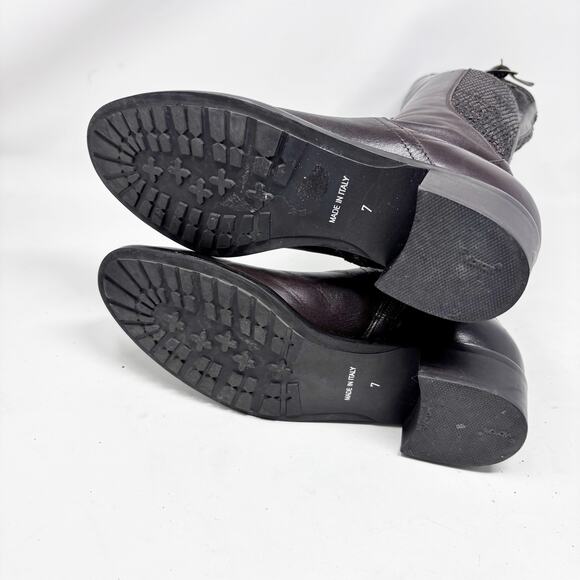 Aquatalia Knee Boots Size 7 Italian Brown 50/50 Leather Stretch Riding Boots - Picture 5 of 16